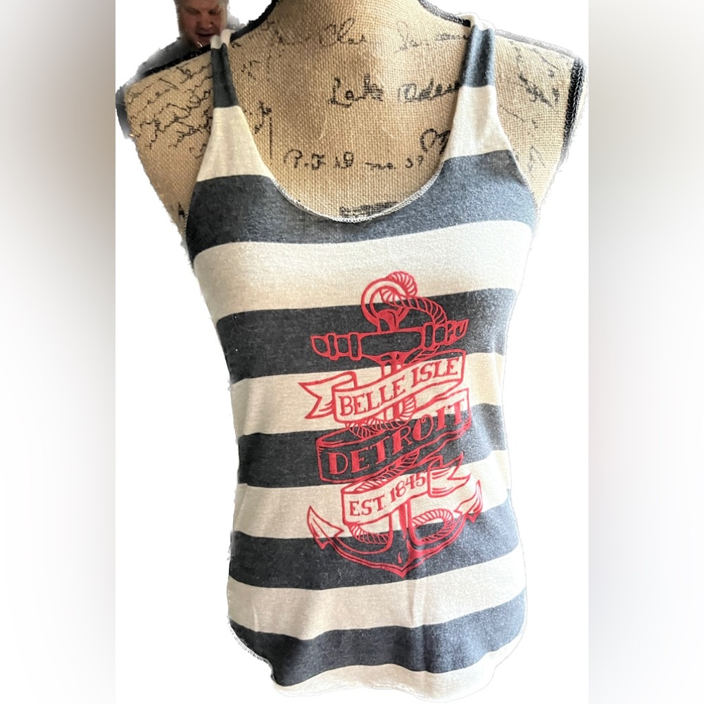 Detroit Manufacturing Belle Isle Striped Tank Top Size Small